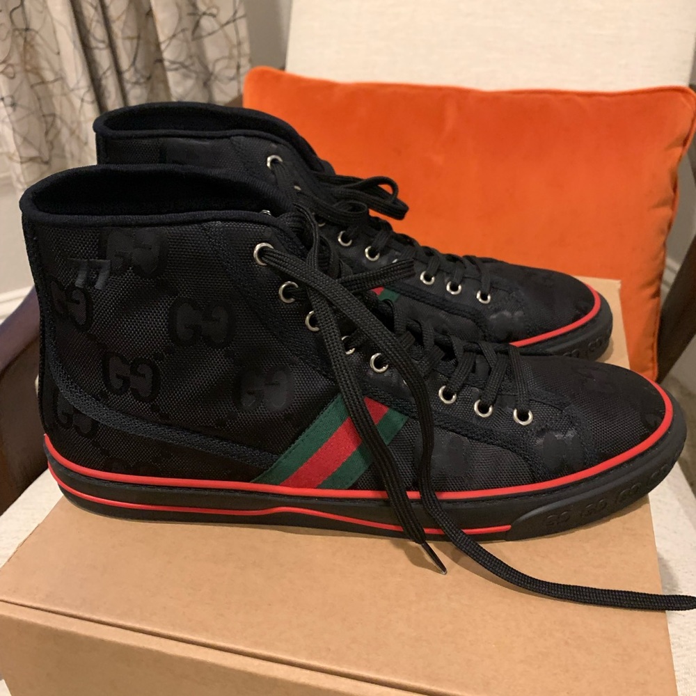 Men's Gucci Off The Grid high top sneaker.  Black, Size 12 = 12.5 - 13 U.S.